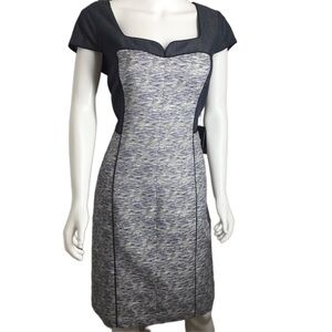 NWT Adrianna Papell Heather Blue & White Sheath Dress 14